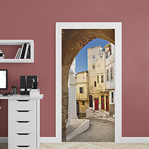 Walplus Dekorationen Wand Sticker Wandschmuck Aufkleber Wohnzimmer Kinder Kinderzimmer Wohnkultur wddm060 - Streets of Tanger tür-wandbild Cover
