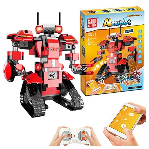 Anysun Building Blocks RC Robot, STEM Remote Control Robot Bricks Creative Toys Educational Building Kits Intelligent Rechargeable Construction Building Robot Learning Toy Gift for Boys Girls (Red)