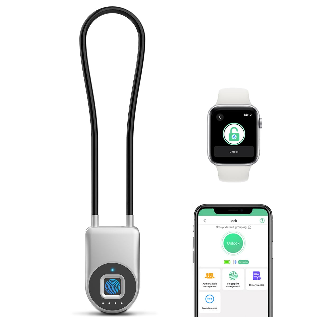 eLinksmart Candado de cordón, candado de cable de huellas dactilares, candado de aplicación para teléfono móvil, cerradura de equipaje, cerradura de muebles, taquilla, resistente al agua