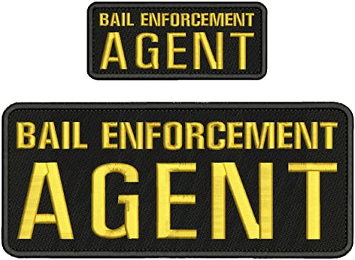 Special Patches for Velcro Patches for Uniform for Bail Enforcement Agent Embroidery Patches 4x10 and 2x5 Hook on Back Gold Model-Q-X988-1399