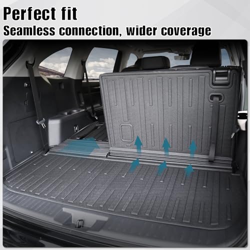 Image of Cargo Mat with Backrest Mat for 2020-2024 2025 2026 Toyota Highlander Car Mat Accessories(Both Hybrid and Gas), TPE All Weather Cargo Liner with SeatBack Cover(Highlander-2 in 1 Trunk Mat)