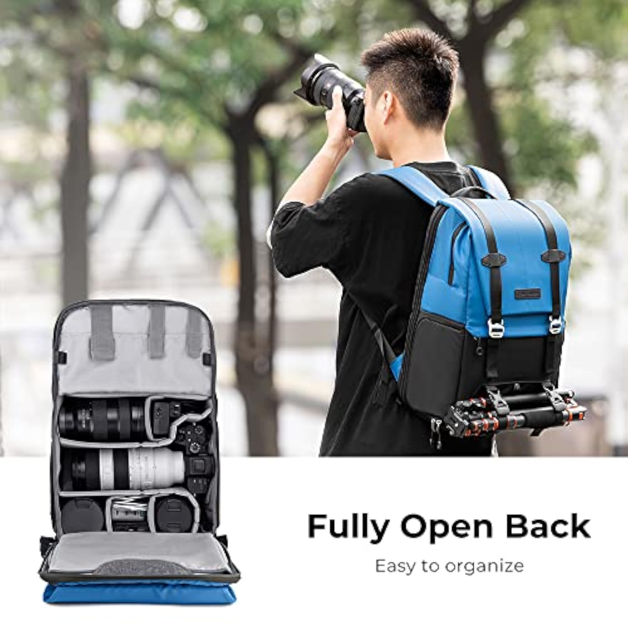 Fashion Waterproof Camera Backpack with 15.6 Inch Laptop Compartment