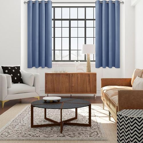 Image of DWCN Blackout Curtains for Bedroom Living Room 52 x 54 Inch Long Dusty Blue