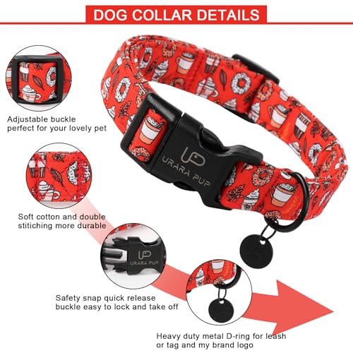 Up Urara Pup CC-FALLCOFFEE-M Fall Cotton Dog Collar thumb #2