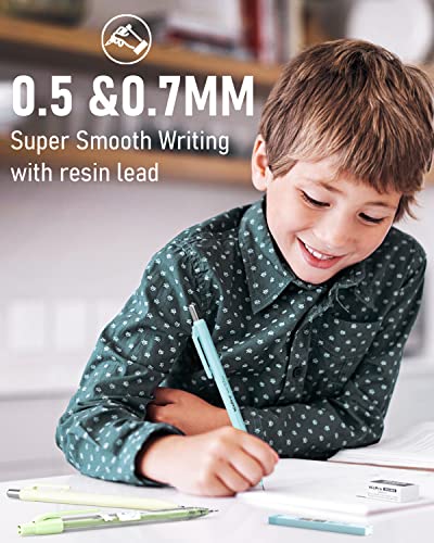 Nicpro 46Pcs Aesthetic School Supplies With Big Capacity Pen Case, 26Pcs Cute Pastel Mechanical Pencils 0.5 Mm & 0.7 Mm With 12 Tube Hb Lead Refills, Erasers,Eraser Refills For Student Writing Drawing #TOP4