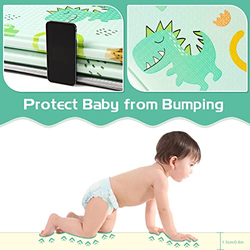 Lfcreator Baby Play Mat,79" X 71" Extra Large Play Mat For Baby,Anti Slip Non Toxic Infant Play Mat ，Waterproof Reversible Play Mat With Fabric Covering Edge,Dinosaur #TOP1