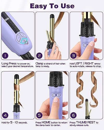 Rotating Curling Iron 1 1/4 Inch Automatic Hair Curler, Self Curling Wand with Extra Long Barrel for Long Hair, Dual Voltage Curling Iron 1.25 Inch for Waves, Beach Curls, 1H Auto Off, Gift for Women
