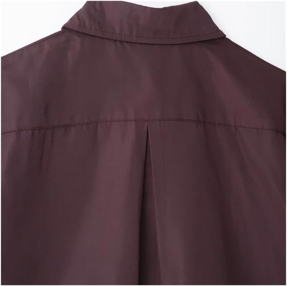Women's Spring Summer Casual 2-Piece Outfit Lapel Short Sleeve Single-Breasted Shirt with Wide Swing Midi Skirt Set