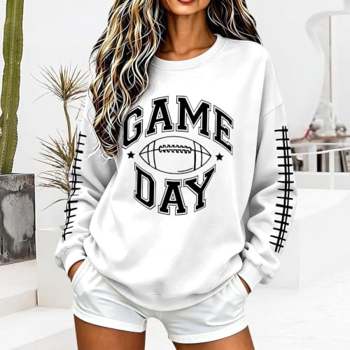 Womens Football Sweatshirt Crew Neck Gameday Sweatshirts for Women