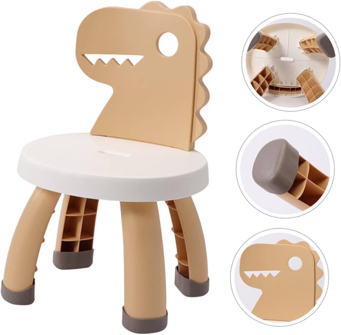 ERINGOGO Kindergarten Dinosaur Chair for Boys and Girls Fall Stool Backrest Non-Slip Design for Safe Learning and Play for Home and School Yellow