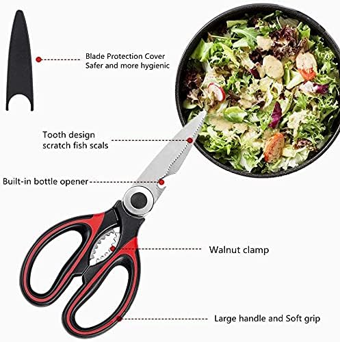 TODO TOYS® Heavy Duty Kitchen Scissors & Knife Set – Stainless Steel, Dishwasher Safe, Multi-Function Shears for Meat, Chicken, Fish, Pizza, Herbs (2 Scissors + 1 Knife, Any Color) 1