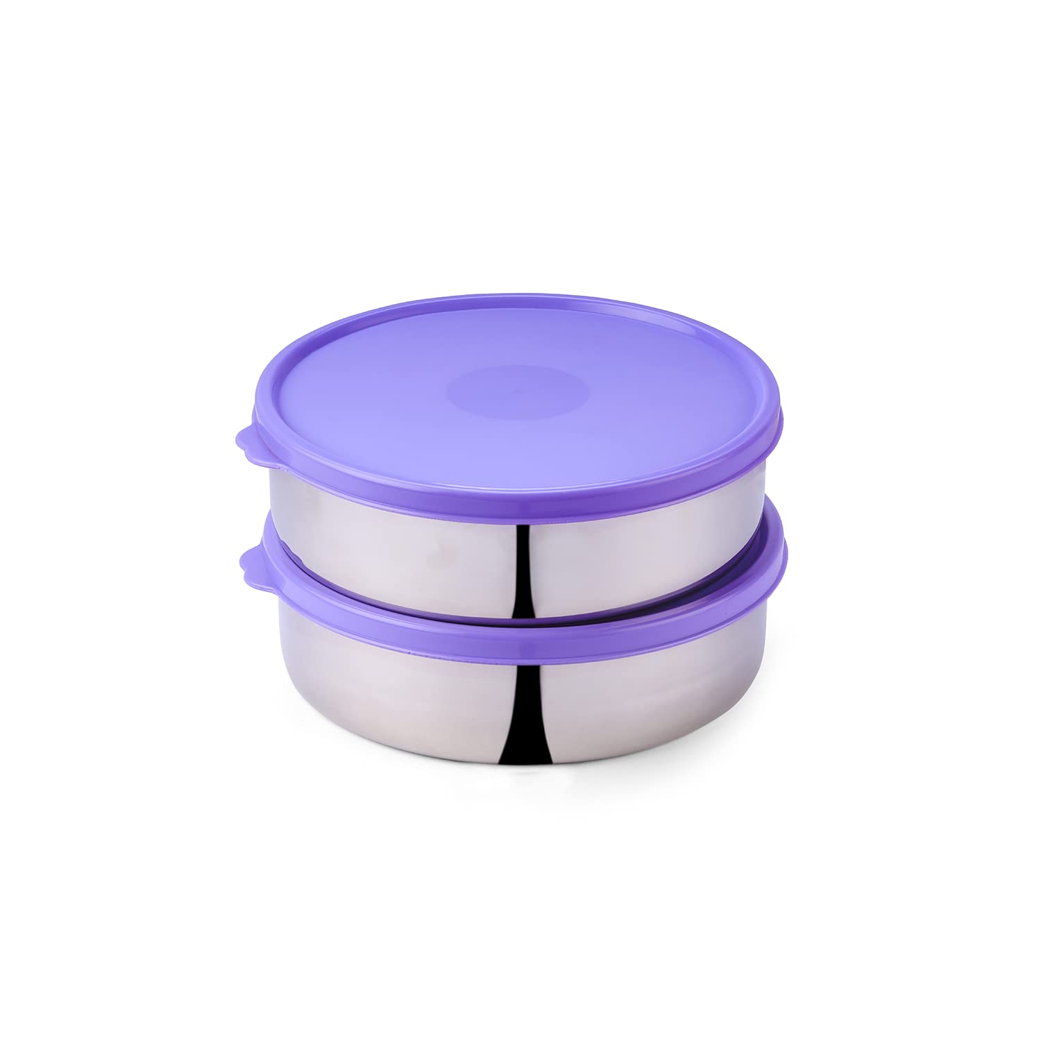 OlivewareSOPL (logo) with Device Classic Duo Stainless Steel Storage Container with BPA Free Lid, Leak Proof & Spill Proof, Dishwasher & Freeze Safe, Set of 2 (1000ml) Each - Voilet