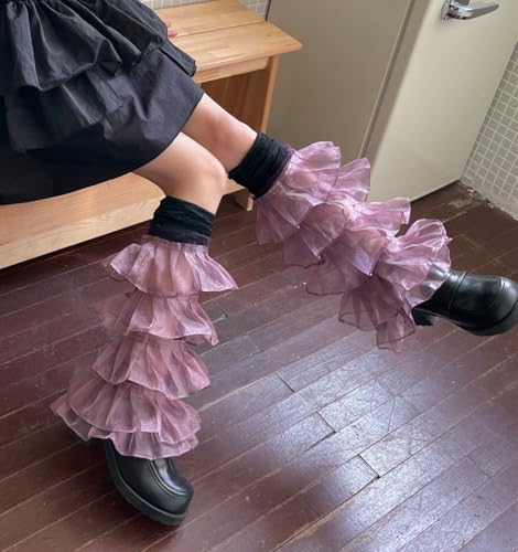 Image of SherryDC Girl's Y2k Kawaii Leg Warmers Cute Lace Harajuku Leg Sleeves Gothic Lolita Long Slouch Socks for Women