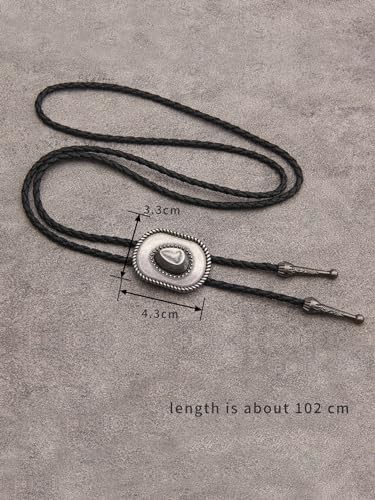 Image of GelConnie Native American Bolo Tie Rodeo Cowboy Leather Necktie Western Necklace Costume Accessories for Men,Women
