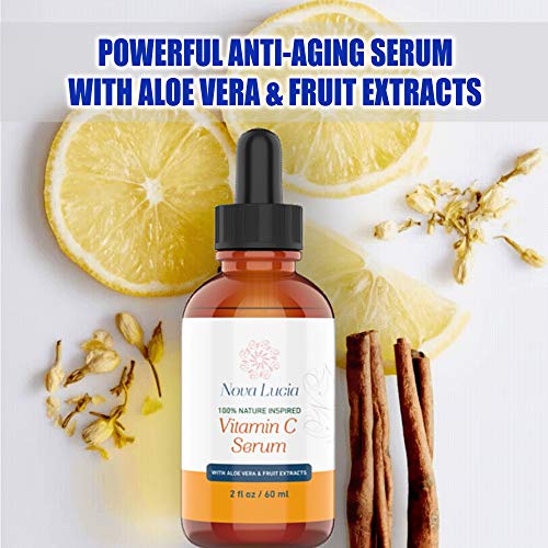 Vitamin C Serum With Aloe Vera & Vitamin E, Anti-Oxidant, Anti Wrinkle, Anti Aging, Skin Nourishment Day And Night Boost Collagen Production Fine Lines Soothing Hydration 2Oz #TOP5