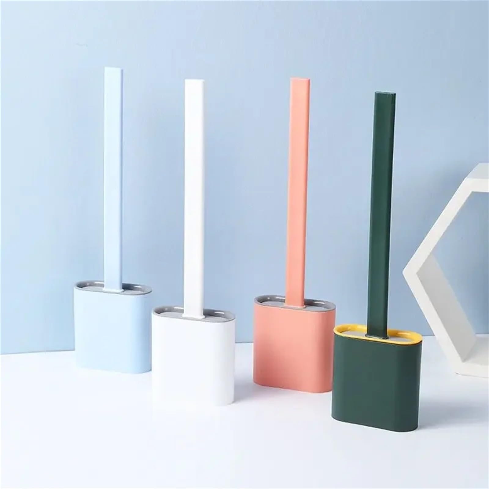 Cepillo de limpieza de inodoro, cepillo de cerdas suaves flexibles de cabeza plana con soporte, cepillo de inodoro, limpiador de Wc de silicona, herramienta de inodoro No muerto ( Size : Light Blue )