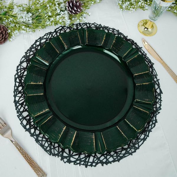Set de 6 platos cargadores plásticos verdes esmeralda 13" miniatura 4