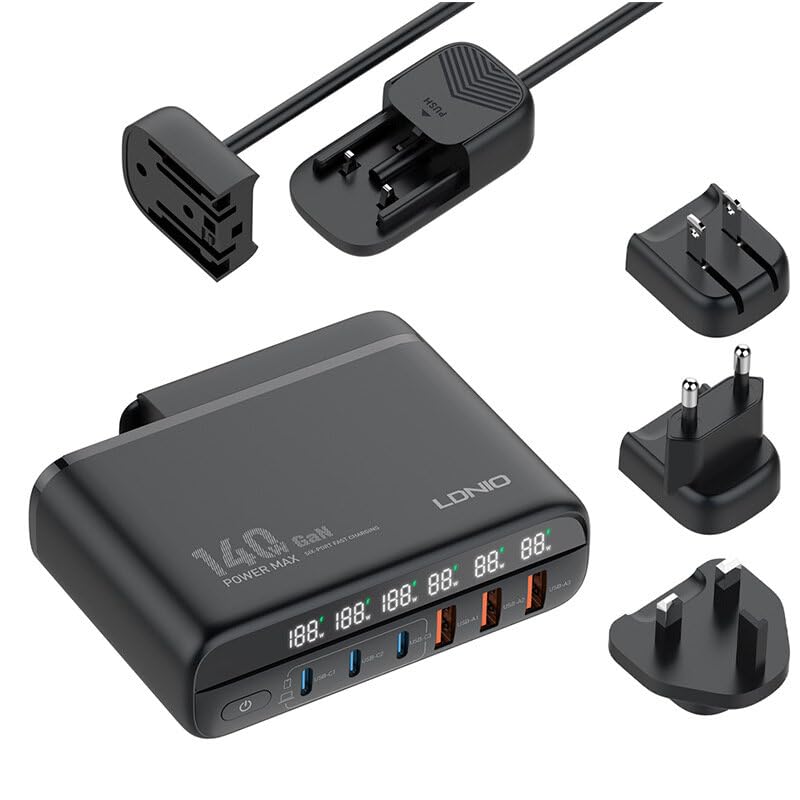 INICIO 140W USB C 6 Port GaN Desktop Charger, 100W Type C PD Fast Charging with EU/UK/US Plugs for MacBook Pro Air M1 M2 iPad XPS iPhone 15 14 13 Surface Galaxy S23 S22 Ultra Pixel 8 7 [Black] (B0CM6PW957) Amazon Price History, Amazon Price Tracker