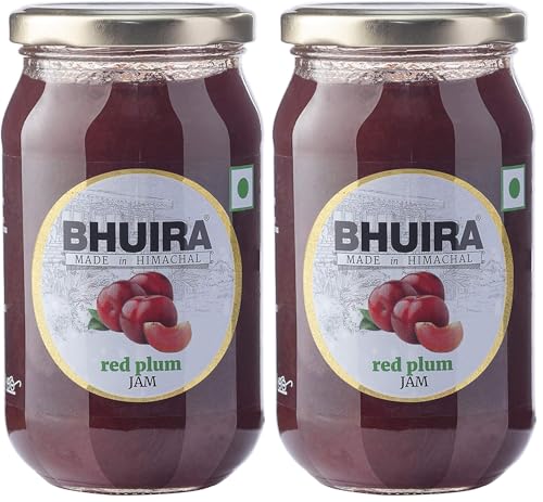 Image of Bhuira Red Plum Jam - 470g | All Natural No Added Preservatives, Artificial Colors | Handmade Himachal Vegan Spread | Breakfast Dessert Jam | Healthy Snack | Sweet Tart (Pack of 2)
