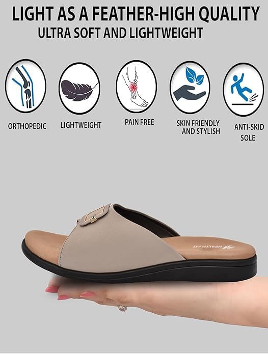 Image of HEALTH FIT EXTRA SOFT Women's Comfortable Memory Foam Doctor Slippers /Flip-Flops|Fashionable Casual & Stylish|Lightweight & Breathable|Outdoor Synthetic Casual Chappals Sandals Ladies & Girls HF27
