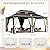 YOLENY 12' x 18' Gazebo, Galvanized Steel Double Roof Hardtop Gazebo with Aluminum Frame, Permanent Outdoor Metal Pavilion with Curtain and Netting for Patio, Lawn and Garden