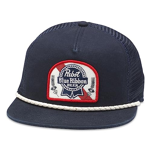 Image of AMERICAN NEEDLE Pabst Blue Ribbon PBR Beer Patch Unisex Adjustable Snapback Baseball Hat