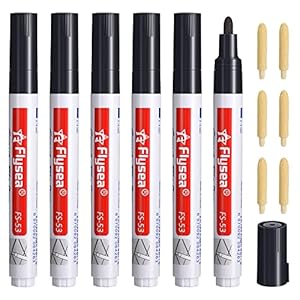 6 stuks voegenstift zwart, badkamer voegenstift muur voegen restauratie stift met vervangende tip, voegenstiften voor voegen kleur reparatie van tegels badkamer keuken (zwart)