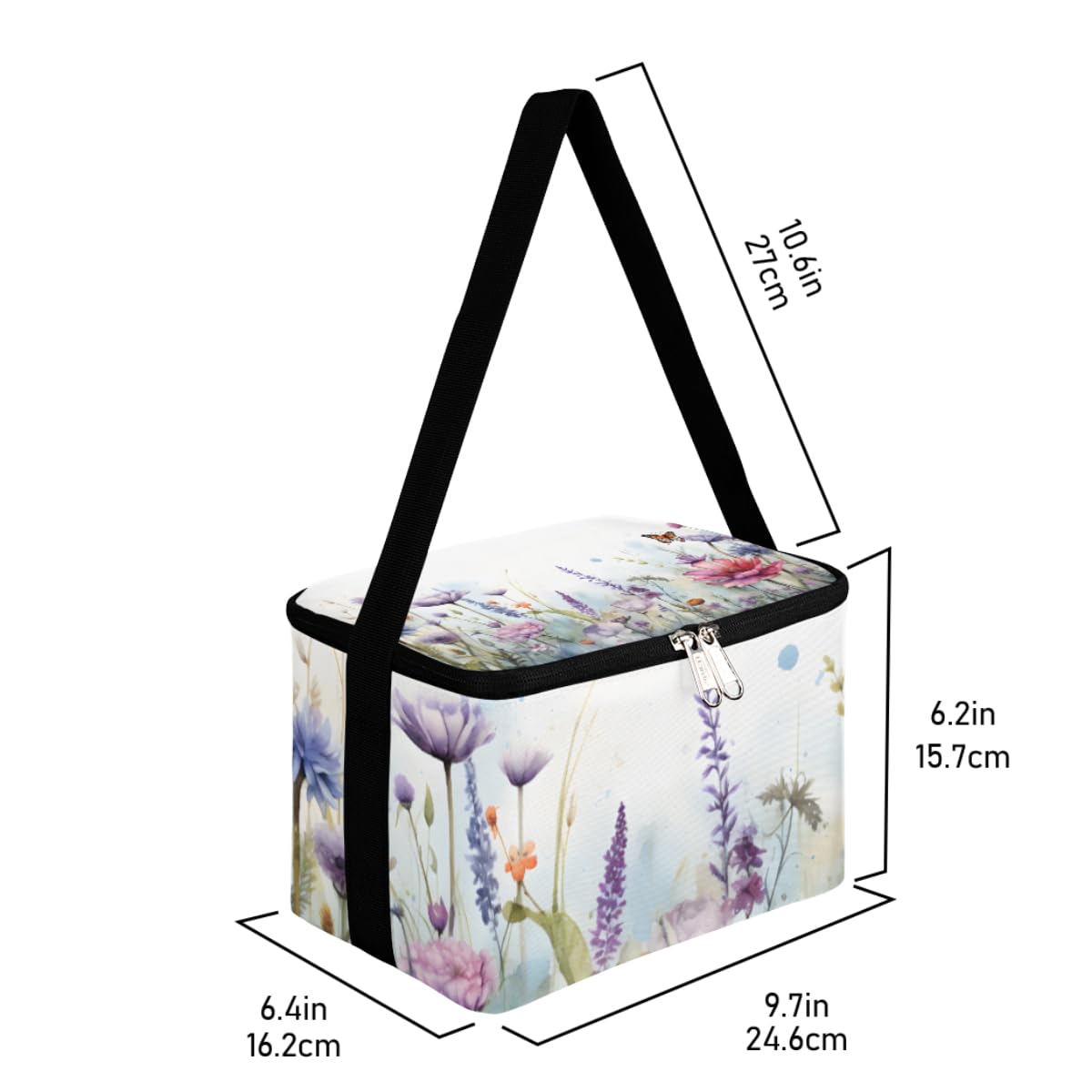 GzLeyigou Lunch Bags for Women Men 9 Cans,Colorful Herbs Flowers Hot & Cold Food Delivery Bag Insulated Grocery Bag Insulated Lunch Box Floret Cooler Bag for Office Work Picnic Beach