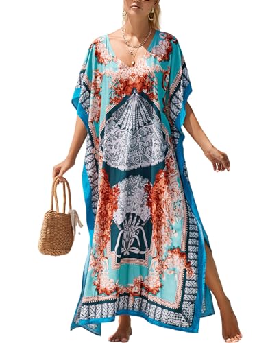 Image of Kaftan Dresses for Women Plus Size Bathing Suit Cover up Caftan Maxi Beach Dresses