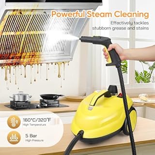 Nettoyeur Vapeur, Haute Pression Nettoyeur Vaporisateur : 5 Bar, 2000W, 2L, Haute Température Puissant Balai Vapeur, Élimine Graisses, Taches, Pour Salon, Cuisine, Salle de Bain