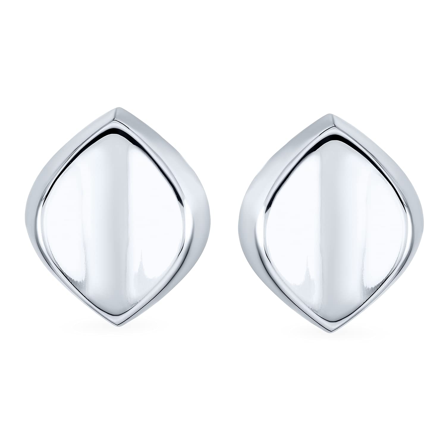 Orecchini A Clip Concavi E Lucidi A Forma Di Diamante Per Donne Senza Fori Alle Orecchie. Clip In Lega Di Argento Sterling .925