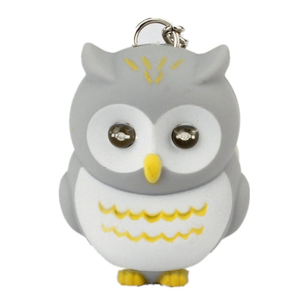 Puckator Grey Beierte Novelty Cute Owl Led Keychain Keyring Torch With Light & Sound (Gray)