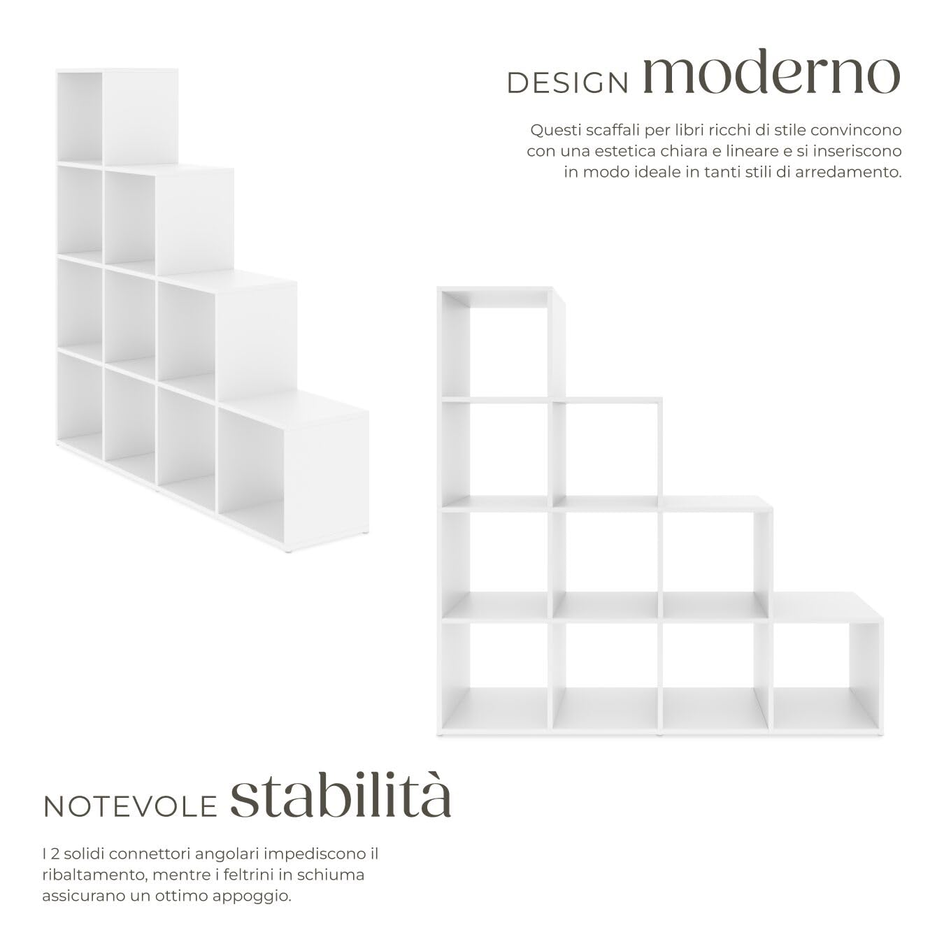 tectake® Libreria Moderna con 10 Scomparti, 130x130x29 cm, Design a Cubo, Protezione Ribaltamento, Libreria Scaffale, 10 Scaffali, Antiscivolo, Soggiorno, Ufficio, Cameretta - Bianco