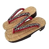 着物美人 桐下駄 天然竹皮【黒＆赤 桜小紋鼻緒 】a475012