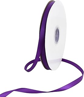 TONIFUL 3/8 Inch x 100yds Purple Satin Ribbon Thin Solid Fabric Ribbons Roll for Gift Wrapping Invitation Floral Hair Ball...