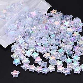 Sibba 220Pcs 10mm Acrylic Star Beads with 1 Roll of Cord Colorful Pastel Pony Beads Assorted Color Charming Beads for DIY Jewelry Craft Making Cute Plastic Beads for Necklace Bracelet Earing