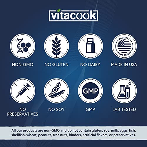Vitacook Probiotics 50 Billion, 23 Strains With Organic Prebiotics, Digestive & Immune Support, Freeze-Dried, Delayed-Release, Better Than A Dozen Yogurts, 60 Vegan Caps #TOP5