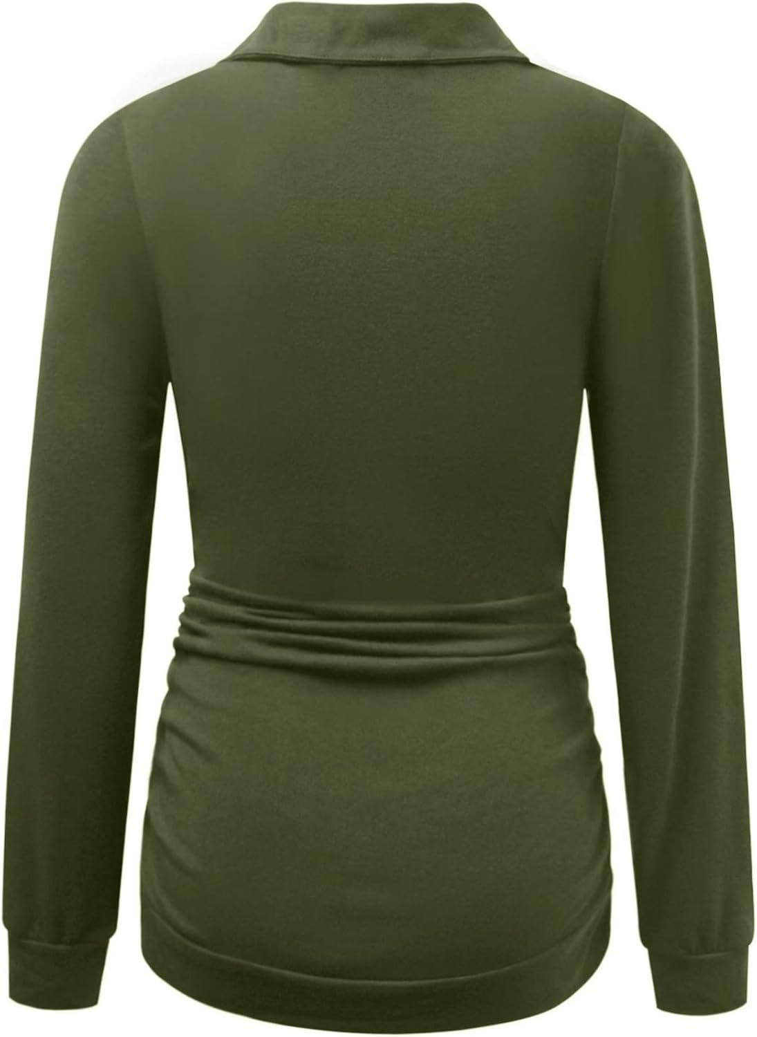 DEBELLY Maternity Shirt with Pocket Women's Lapel Top Casual Pregnancy Long Sleeve Zipper Hoodie - Image 3