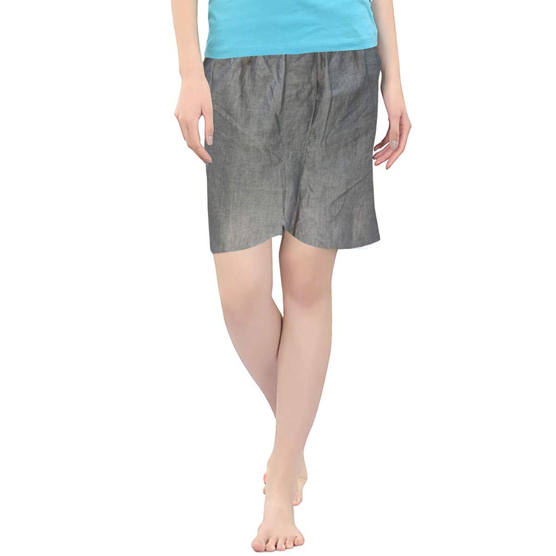 Mens Solid Linen Nightwear Comfortable Elastic Waist Shorts