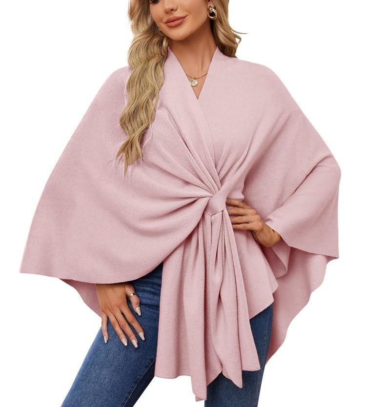 Elegant Shawl Wraps Soft Open Front Poncho Sweater, for Spring Fall Winter, Cross Front Poncho Shawl Cape for Holiday Travel3