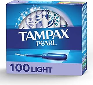Tampax Pearl Tampons Light Absorbency, With Leakguard Braid, Unscented, 50 Count X 2 Packs (100 Count Total)