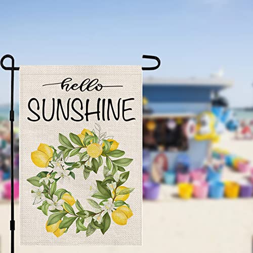 Hello Sunshine Lemon Garden Flag 12 X 18 Inch Burlap Vertical Double Sided, Summer Outdoor Decor Farmhouse Yard Lawn Outside Decoration Df039 #TOP1