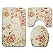 Produktbild Badvorleger Set,Schmetterlingsblumen Toilettenvorleger Set 3-teilig rutschfeste Badematten WC-Sitzmatte Badvorleger Waschbar