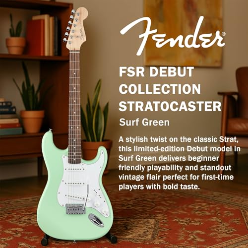 image for Fender Squier Stratocaster Electric Guitar - Surf Green Bundle with Am