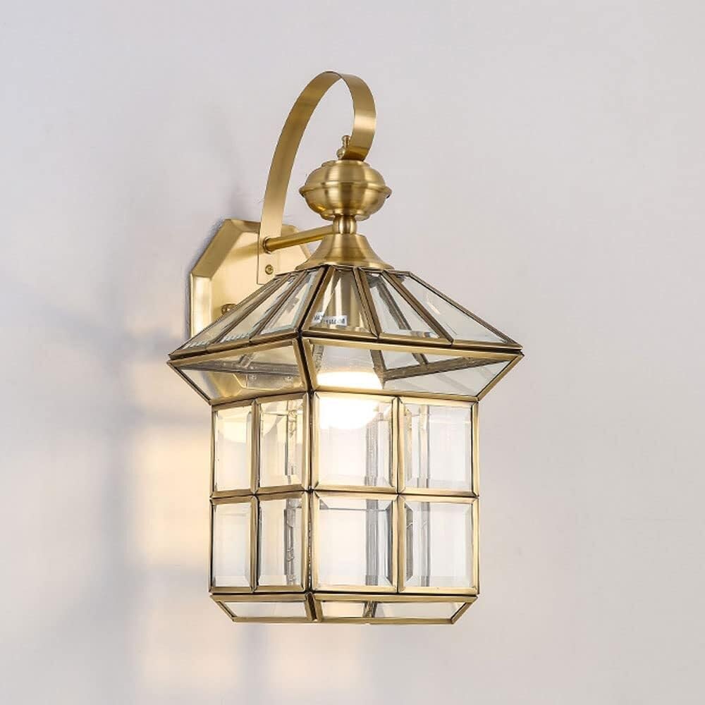 Zewnetrzna Miedziana Lampa Ścienna Zewnętrzna Klosz Szklany Kinkiet Zewnętrzny Oświetlenie Ganku Zewnętrzne Lampy Ścienne Do Ogrodu Drzwi Frontowe Lampa Scienna