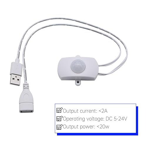 Miniatura 3 de 2 mini LED PIR interruptor con sensor de movimiento, DC 5-24V 2A activado por infrarrojos interruptor de movimiento LED interruptor de sensor de