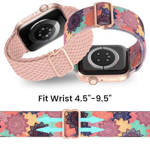 Image of Delidigi Stretchy Bands Compatible for Apple Watch Band Women 40mm 38mm 41mm 42mm 44mm 45mm 46mm 49mm, Nylon Braided Straps for iWatch Series 11 10 9 8 7 6 SE 5 4 3 Ultra 3 2 1