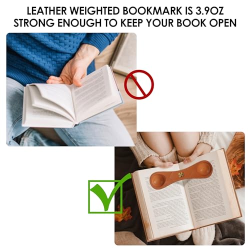 Image of Book Weight Holder Wooden Thumb Book Page Open Weighted Bookmark Corner Reading Accessories Office Desk Decor Executive Gift for Writer Reader (BPH02-Brown)
