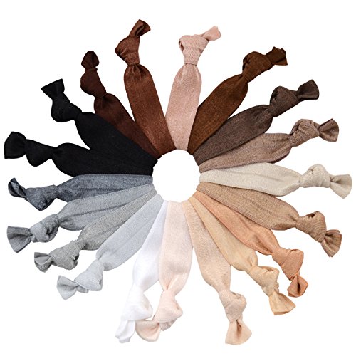 Cyndibands Neutral No-Snag Knotted Elastic Ribbon Ponytail Holders - 19 Hair Ties