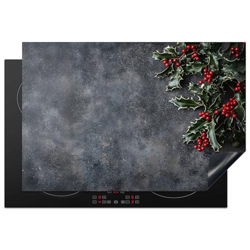 KitchenYeah© Cubre Vitrocerámica - Protector Vitroceramica Induccion 76x51 cm - Tapa Vitroceramica - Protector de Vitroceramica Navidad - Ramas - Invierno - Rojo